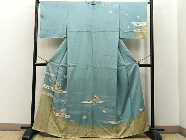 平和屋着物●金彩友禅作家　金彩の魔術師　堀省平　金煌織　訪問着　宝相華　暈し染め　金銀彩　正絹　逸品　BAAY8271hj