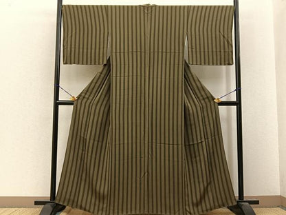 平和屋着物●上質な小紋　間道　鬼しぼ縮緬　正絹　逸品　BAAY8280hj