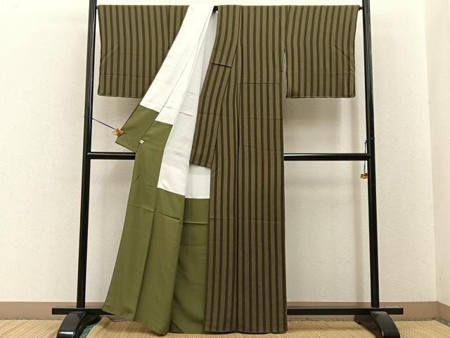 平和屋着物●上質な小紋　間道　鬼しぼ縮緬　正絹　逸品　BAAY8280hj