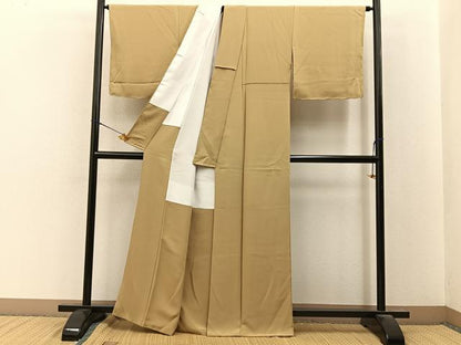 平和屋着物●上質な色無地　桑染色　正絹　逸品　未使用　BAAY8292hj