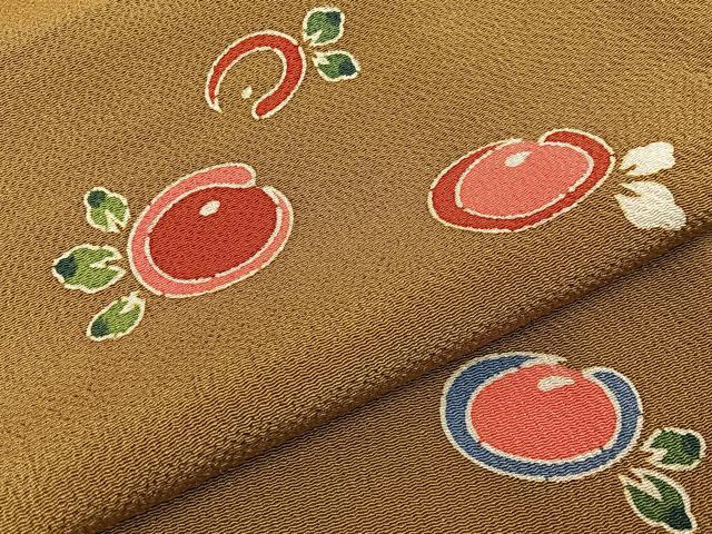 平和屋着物●上質な小紋　型染め　万寿菊　鬼しぼ縮緬　正絹　逸品　BAAY8296hj