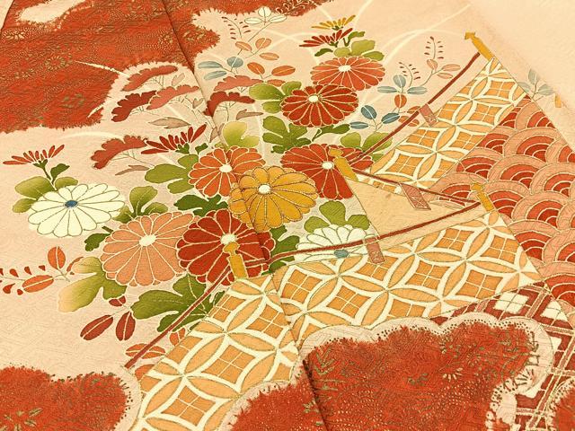 平和屋着物■訪問着　絞り　駒刺繍　万幕吉祥秋草文　金彩　小田急百貨店扱い　正絹　逸品　BAAY8302hj