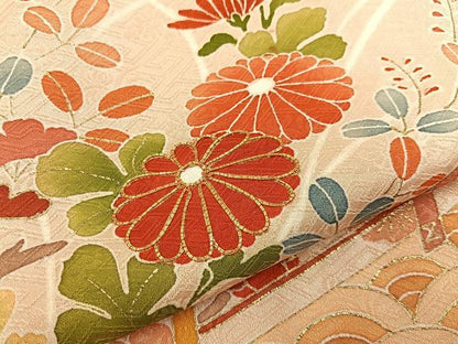 平和屋着物■訪問着　絞り　駒刺繍　万幕吉祥秋草文　金彩　小田急百貨店扱い　正絹　逸品　BAAY8302hj