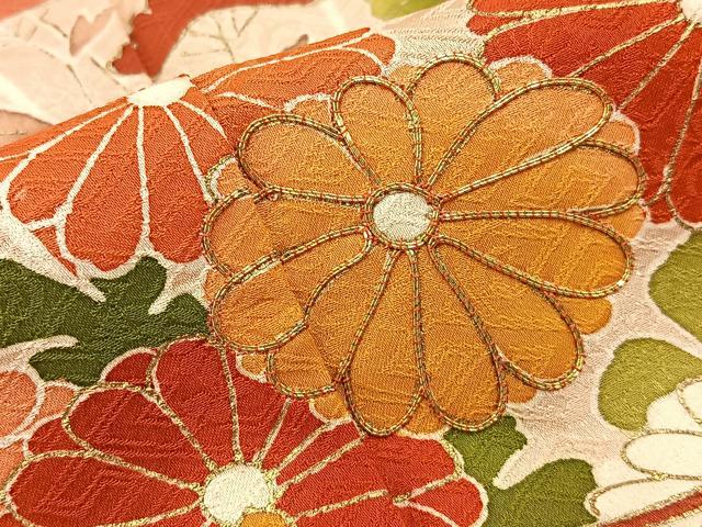平和屋着物■訪問着　絞り　駒刺繍　万幕吉祥秋草文　金彩　小田急百貨店扱い　正絹　逸品　BAAY8302hj