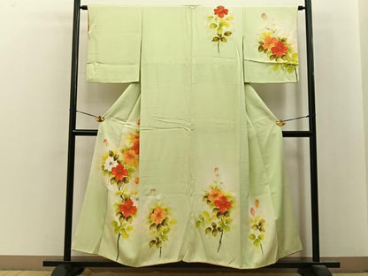 平和屋着物■訪問着　手描き　草花文　暈し染め　金彩　正絹　逸品　BAAY8304hj