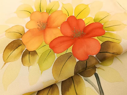 平和屋着物■訪問着　手描き　草花文　暈し染め　金彩　正絹　逸品　BAAY8304hj
