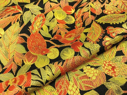 平和屋着物■上質な小紋　花鳥文　黒地　正絹　逸品　BAAY8306hj