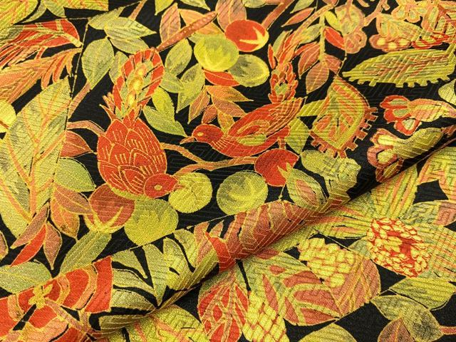 平和屋着物■上質な小紋　花鳥文　黒地　正絹　逸品　BAAY8306hj