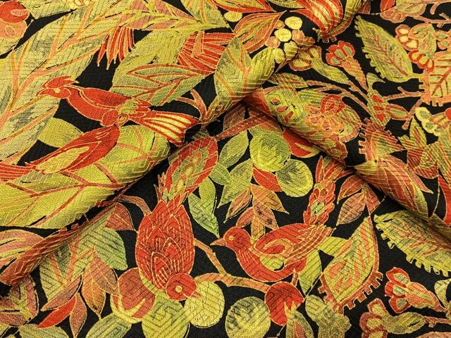 平和屋着物■上質な小紋　花鳥文　黒地　正絹　逸品　BAAY8306hj
