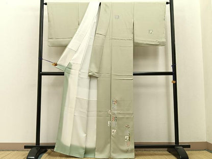 平和屋着物●訪問着　色紙吉祥花文　金彩　正絹　逸品　BAAY8311hj
