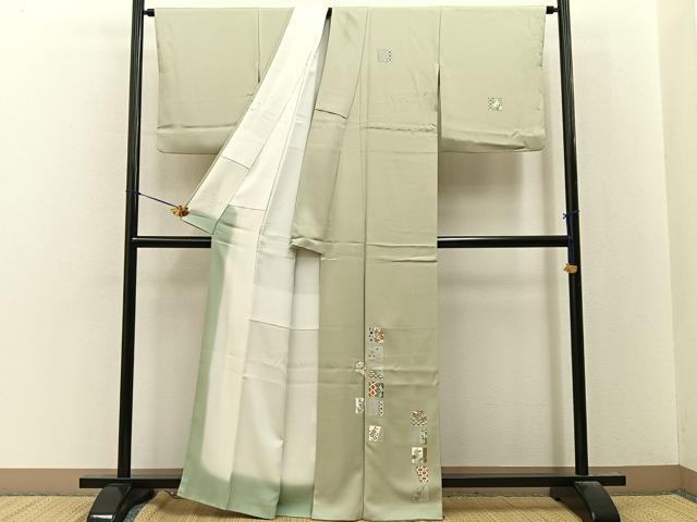 平和屋着物●訪問着　色紙吉祥花文　金彩　正絹　逸品　BAAY8311hj
