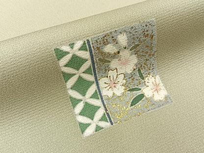 平和屋着物●訪問着　色紙吉祥花文　金彩　正絹　逸品　BAAY8311hj