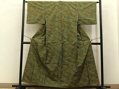 平和屋着物■本場大島紬　7マルキ　幾何学文様　正絹　逸品　BAAY8313hj