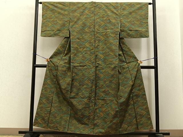 平和屋着物■本場大島紬　7マルキ　幾何学文様　正絹　逸品　BAAY8313hj