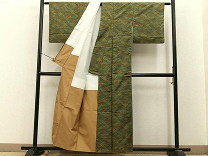 平和屋着物■本場大島紬　7マルキ　幾何学文様　正絹　逸品　BAAY8313hj