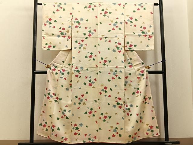 平和屋着物■上質な小紋　舞花文　正絹　逸品　BAAY8314hj
