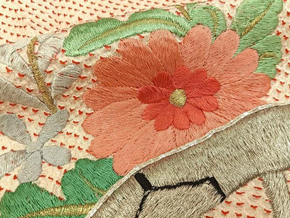 平和屋着物■豪華振袖　総絞り　駒刺繍　片輪車花文　正絹　逸品　BAAY8316hj