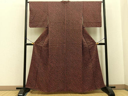 平和屋着物■上質な小紋　総絞り　菱文様　正絹　逸品　BAAY8317hj