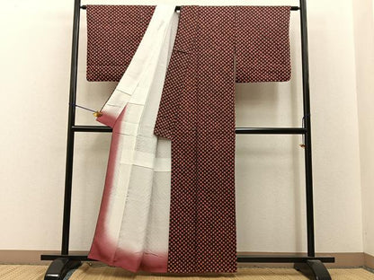 平和屋着物■上質な小紋　総絞り　菱文様　正絹　逸品　BAAY8317hj