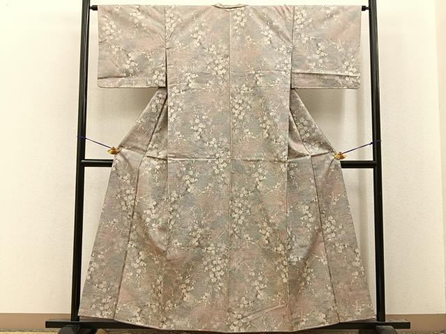 平和屋着物■上質な紬　枝梅文　正絹　逸品　BAAY8326hj