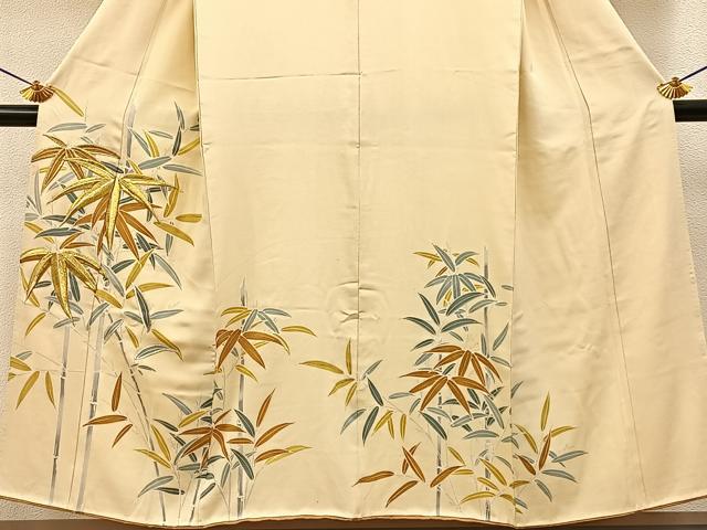 平和屋着物■訪問着　刺繍　笹　金彩　正絹　逸品　BAAY8330hj