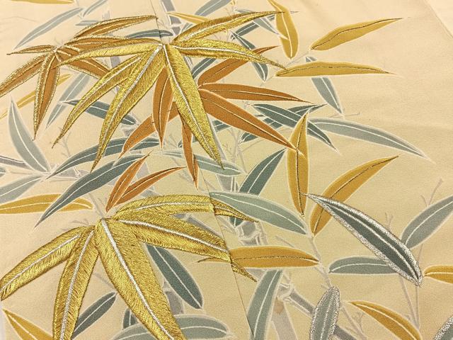 平和屋着物■訪問着　刺繍　笹　金彩　正絹　逸品　BAAY8330hj