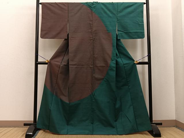 平和屋着物■訪問着　紬地　丸　正絹　逸品　BAAY8336hj
