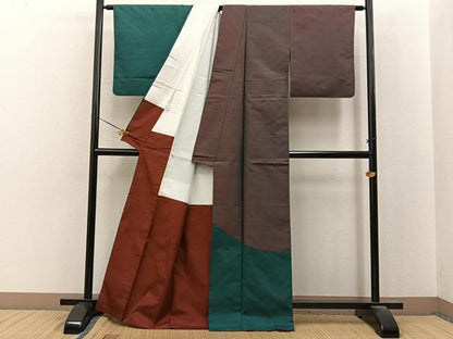 平和屋着物■訪問着　紬地　丸　正絹　逸品　BAAY8336hj