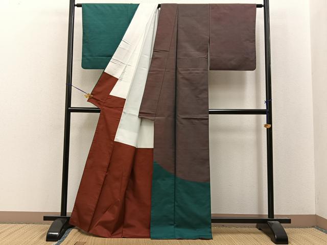 平和屋着物■訪問着　紬地　丸　正絹　逸品　BAAY8336hj