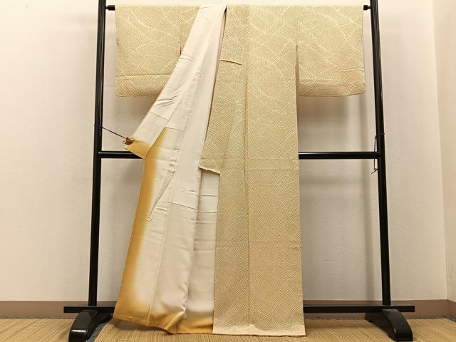平和屋着物■上質な小紋　総絞り　抽象文様　正絹　逸品　BAAY8337hj