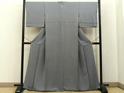 平和屋着物●上質な色無地　花地紋　鼠色　正絹　逸品　BAAY8338hj