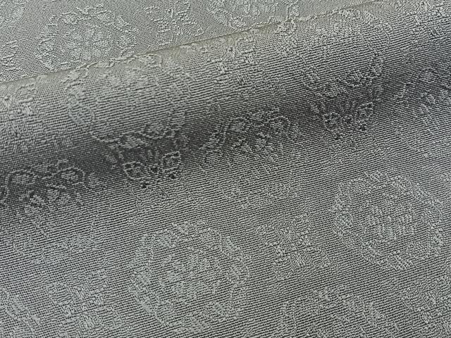 平和屋着物●上質な色無地　花地紋　鼠色　正絹　逸品　BAAY8338hj