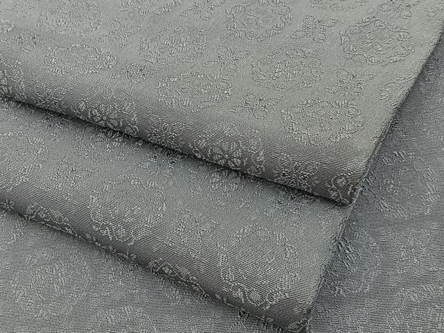 平和屋着物●上質な色無地　花地紋　鼠色　正絹　逸品　BAAY8338hj