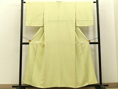平和屋着物■上質な色無地　花地紋　淡黄色　正絹　逸品　未使用　BAAY8339hj