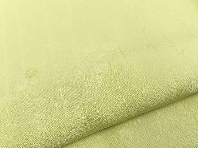平和屋着物■上質な色無地　花地紋　淡黄色　正絹　逸品　未使用　BAAY8339hj