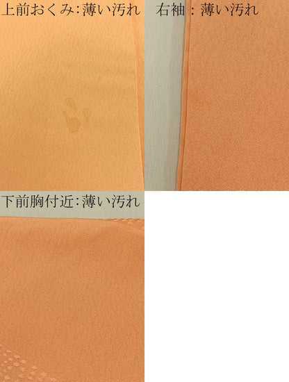 平和屋着物■上質な色無地　菱地紋　洒落柿色　正絹　逸品　BAAY8345hj