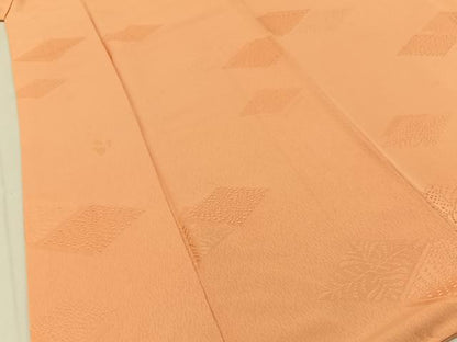 平和屋着物■上質な色無地　菱地紋　洒落柿色　正絹　逸品　BAAY8345hj