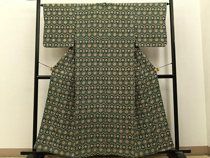 平和屋着物■上質な小紋　型染め　宝相華　正絹　逸品　BAAY8349hj
