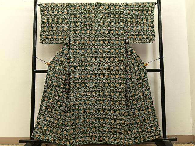 平和屋着物■上質な小紋　型染め　宝相華　正絹　逸品　BAAY8349hj