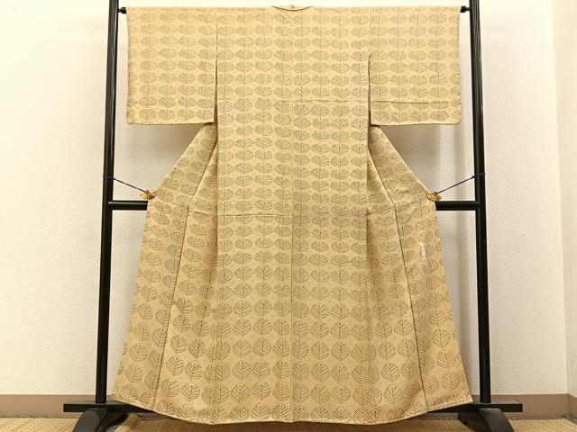 平和屋着物●二代目　川村久太郎　小紋　若松葉　正絹　逸品　未使用　BAAY8350hj