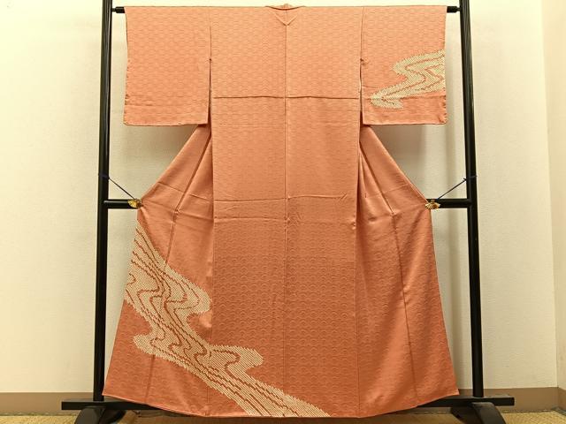 平和屋着物■訪問着　総絞り　流水文　正絹　逸品　BAAY8351hj