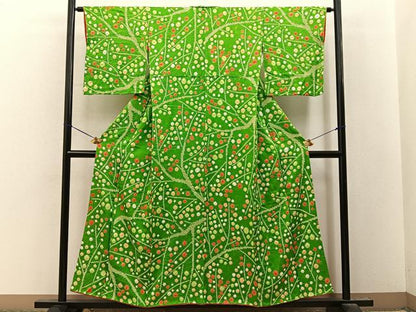 平和屋着物■上質な小紋　総絞り　枝花文　正絹　逸品　BAAY8354hj