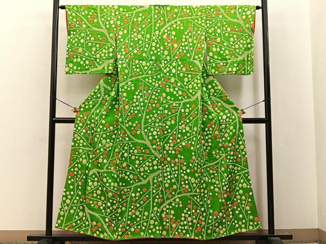 平和屋着物■上質な小紋　総絞り　枝花文　正絹　逸品　BAAY8354hj