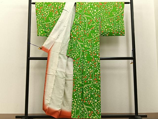 平和屋着物■上質な小紋　総絞り　枝花文　正絹　逸品　BAAY8354hj