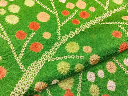 平和屋着物■上質な小紋　総絞り　枝花文　正絹　逸品　BAAY8354hj