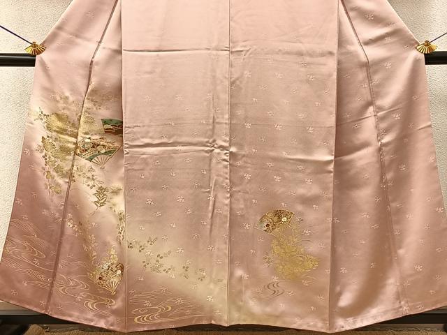 平和屋着物■訪問着　扇面草花文　暈し染め　金彩　正絹　逸品　BAAY8358hj