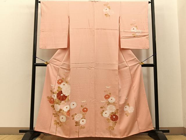 平和屋着物■訪問着　刺繍　菊　正絹　逸品　BAAY8372hj