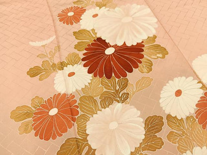 平和屋着物■訪問着　刺繍　菊　正絹　逸品　BAAY8372hj