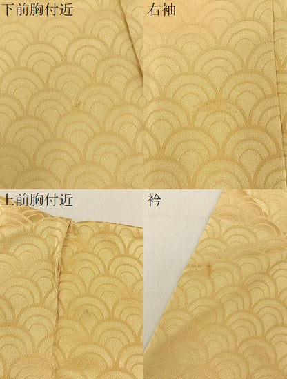 平和屋着物●上質な色無地　青海波地紋　浅黄色　正絹　逸品　BAAY8378hj