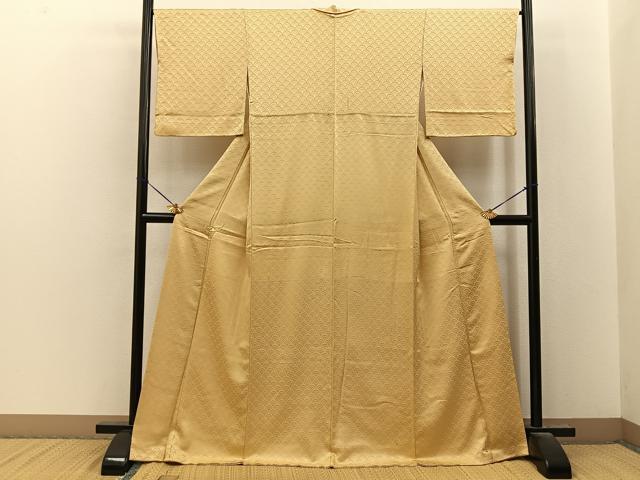 平和屋着物●上質な色無地　青海波地紋　浅黄色　正絹　逸品　BAAY8378hj